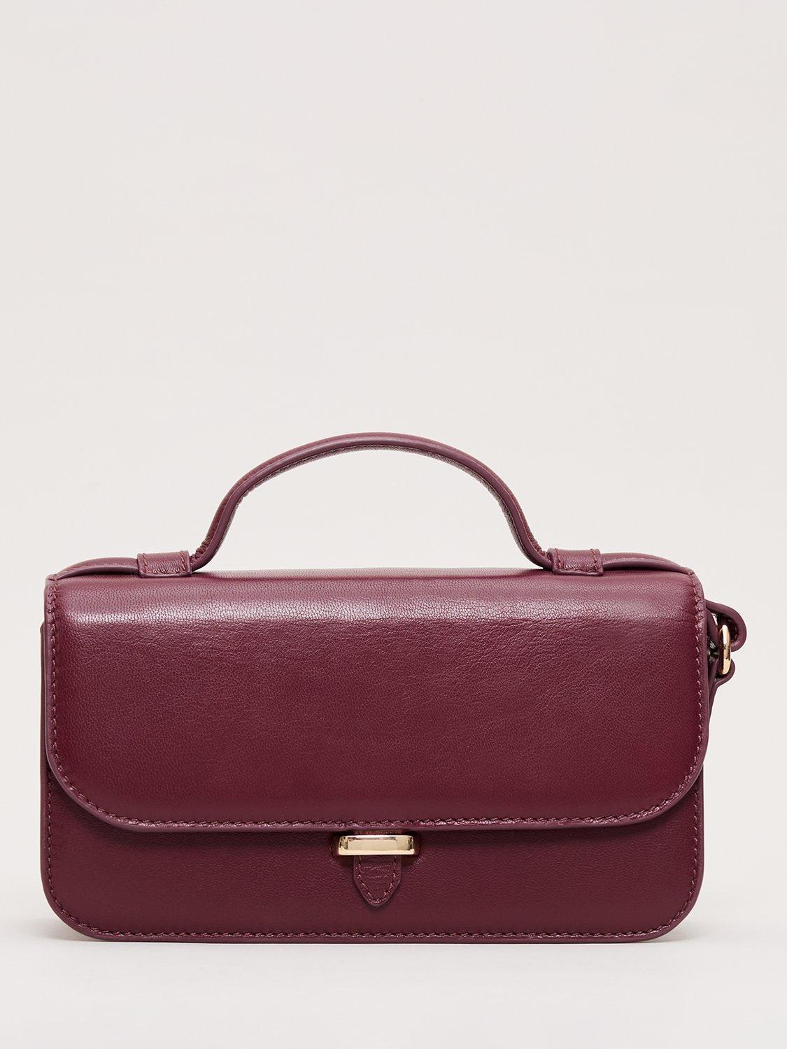 Product image 1 of 8, which shows Phase Eight Mini Crossbody Leather Bag, Dark Red, One Size