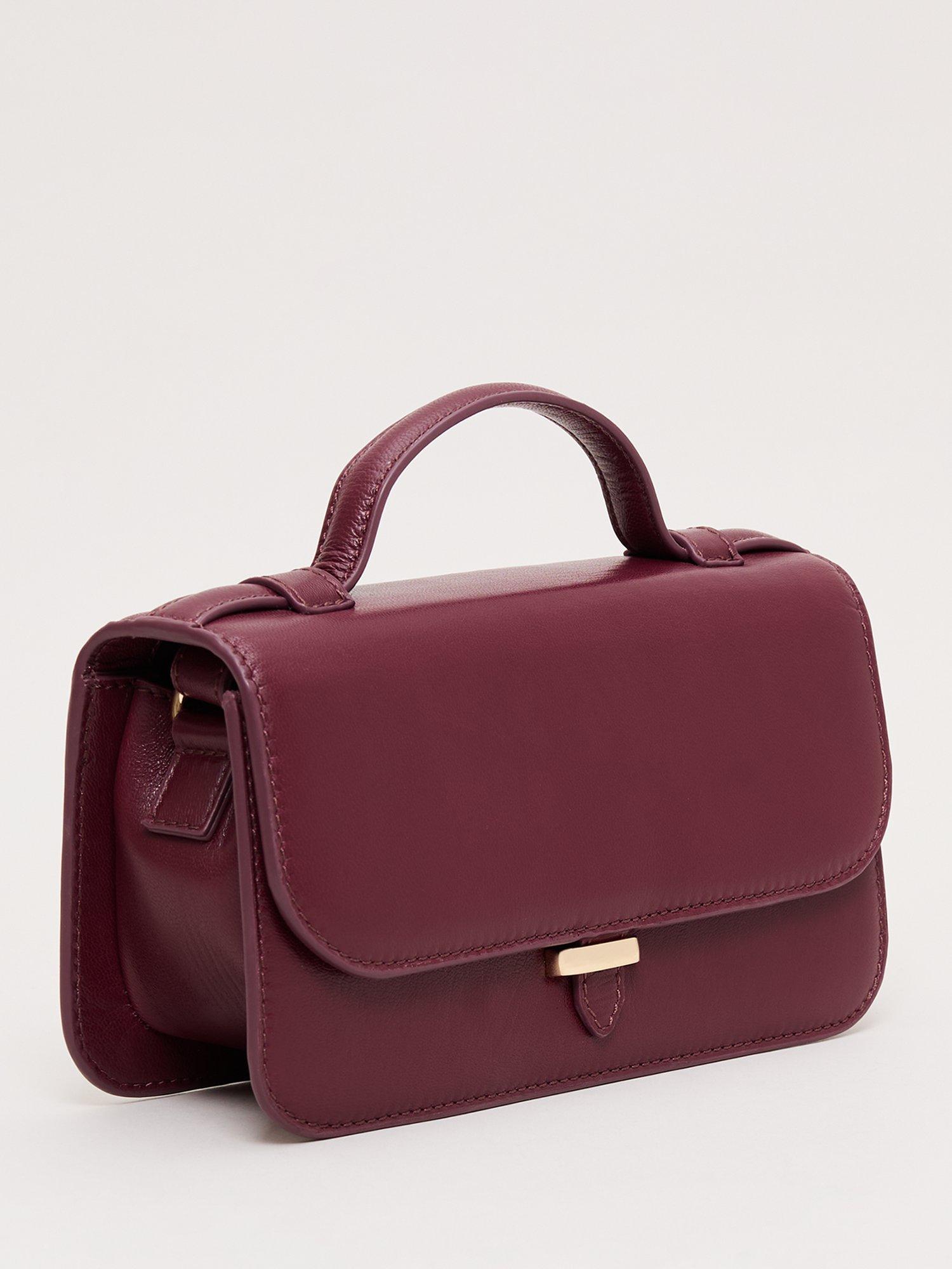 Product image 2 of 8, which shows Phase Eight Mini Crossbody Leather Bag, Dark Red, One Size
