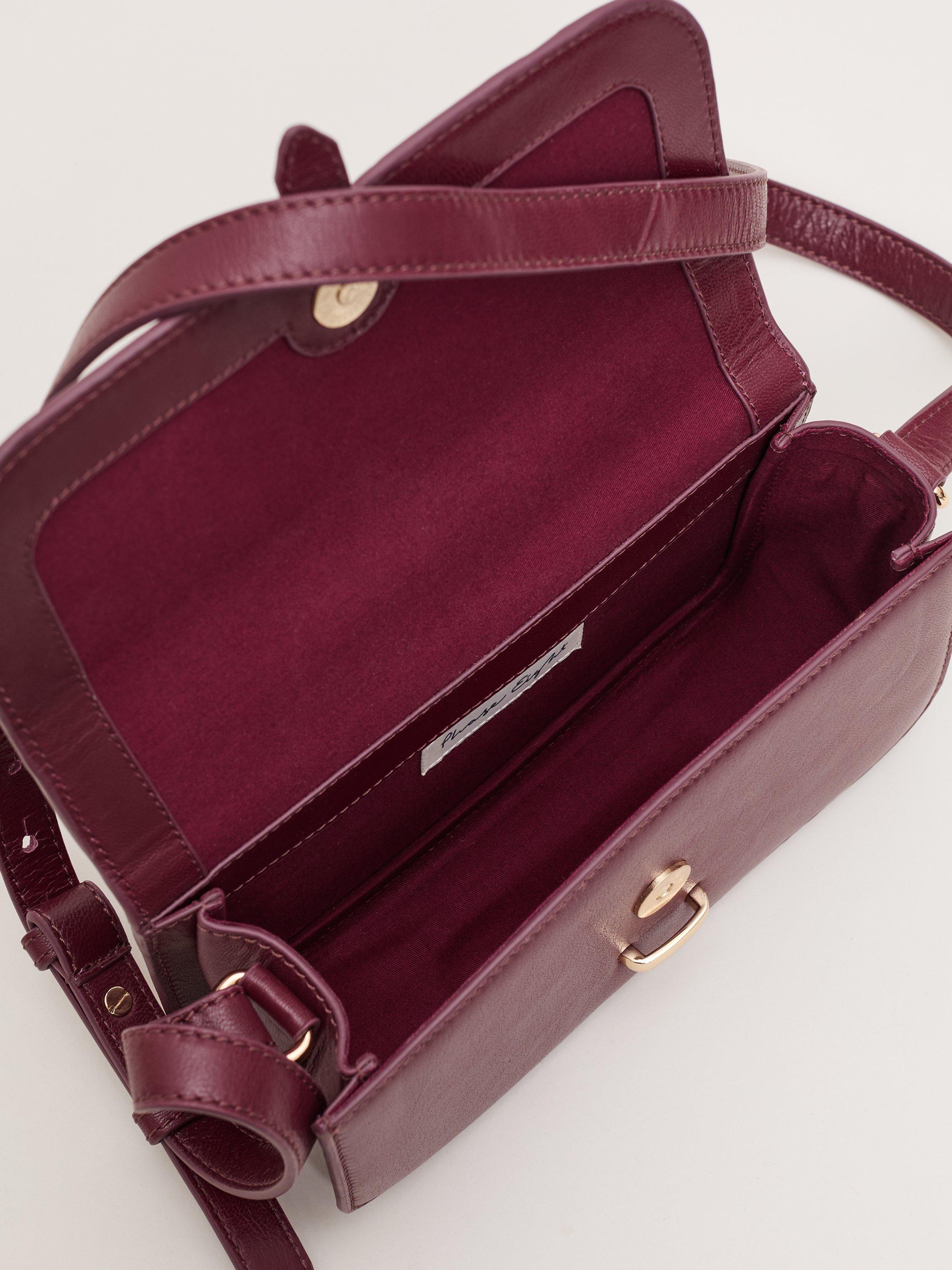 Product image 5 of 8, which shows Phase Eight Mini Crossbody Leather Bag, Dark Red, One Size