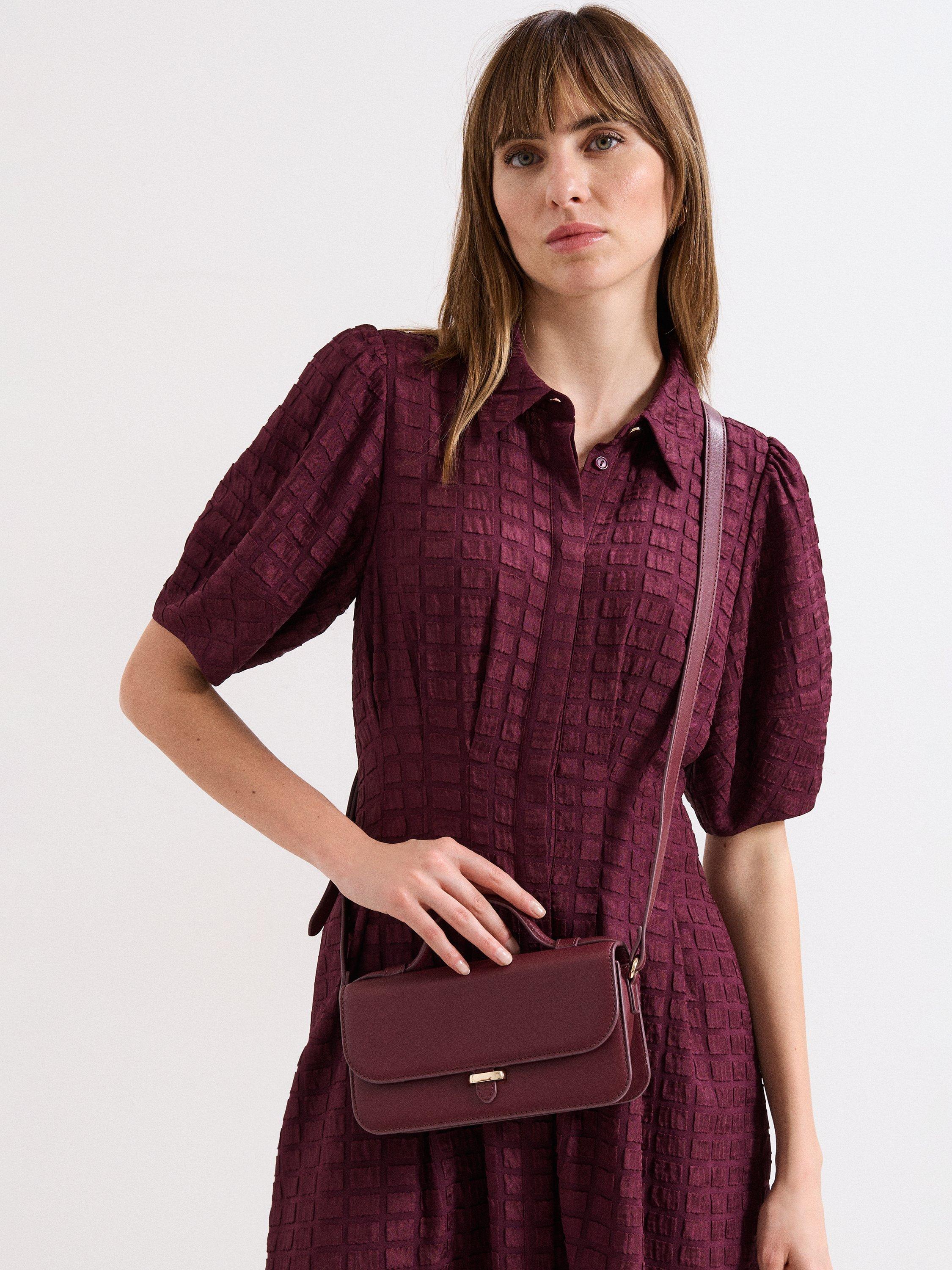 Product image 6 of 8, which shows Phase Eight Mini Crossbody Leather Bag, Dark Red, One Size