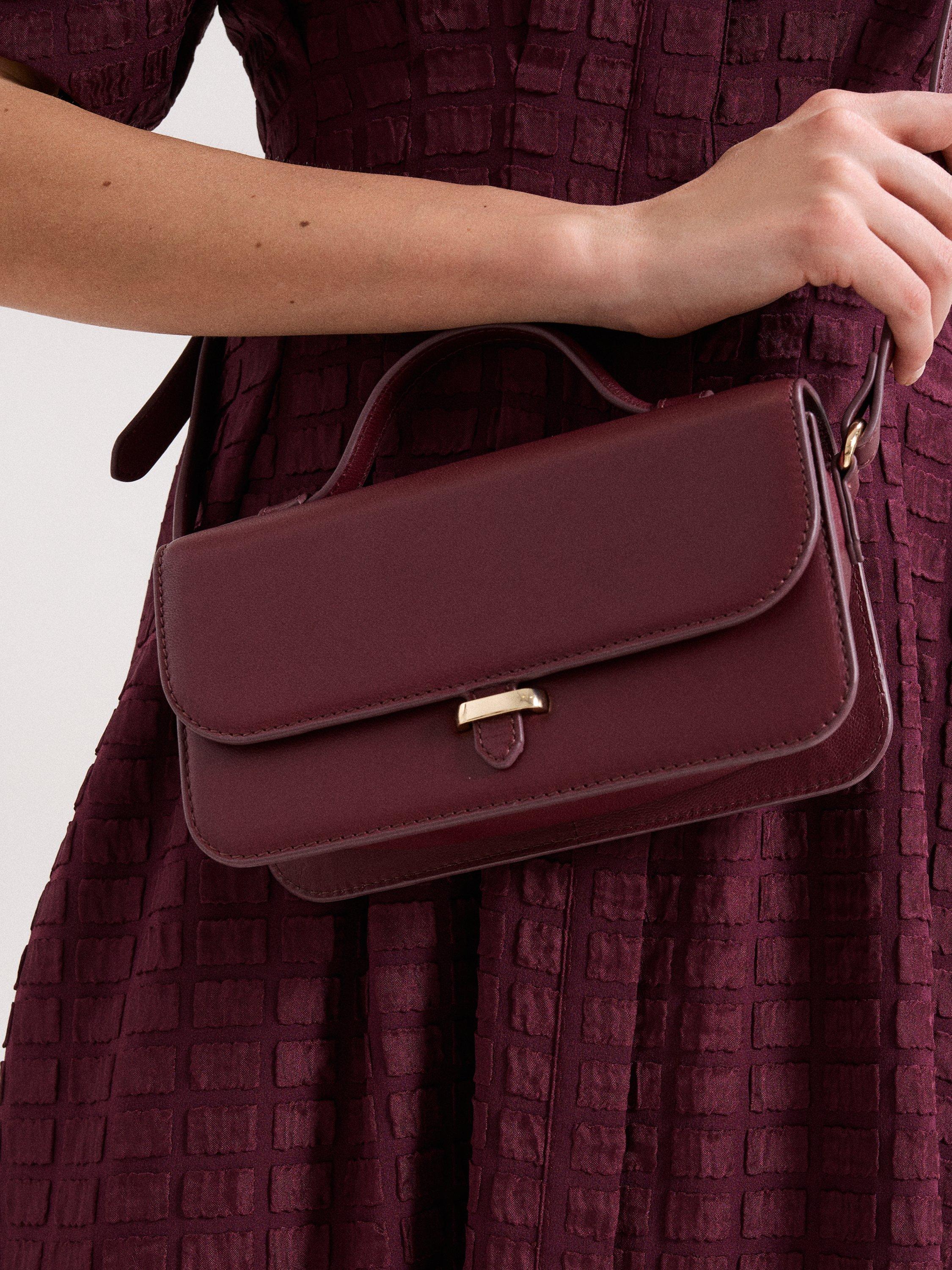 Product image 7 of 8, which shows Phase Eight Mini Crossbody Leather Bag, Dark Red, One Size