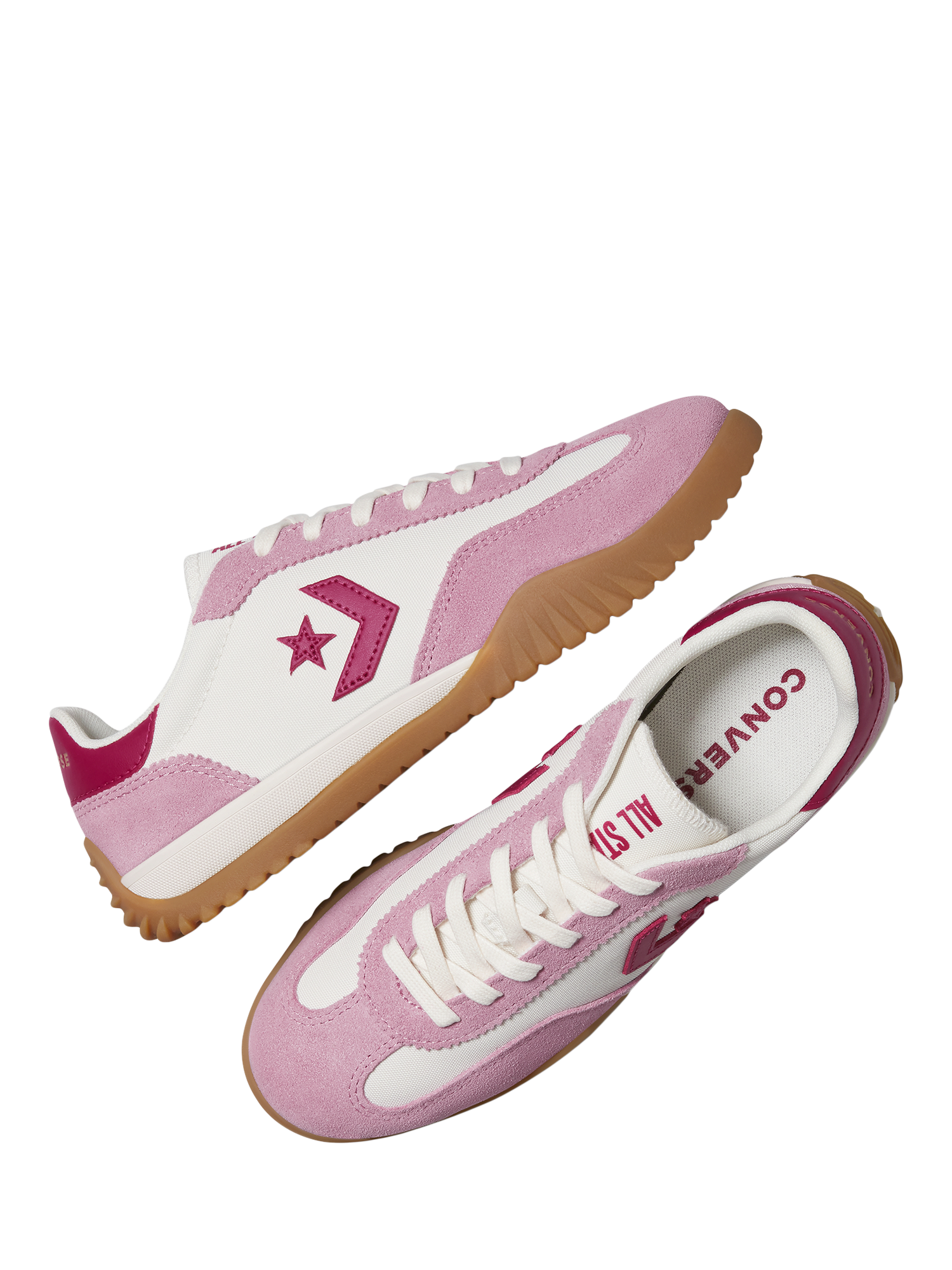Product image 2 of 4, which shows Converse Run Star Suede Blend Trainers, Pink/White, 4