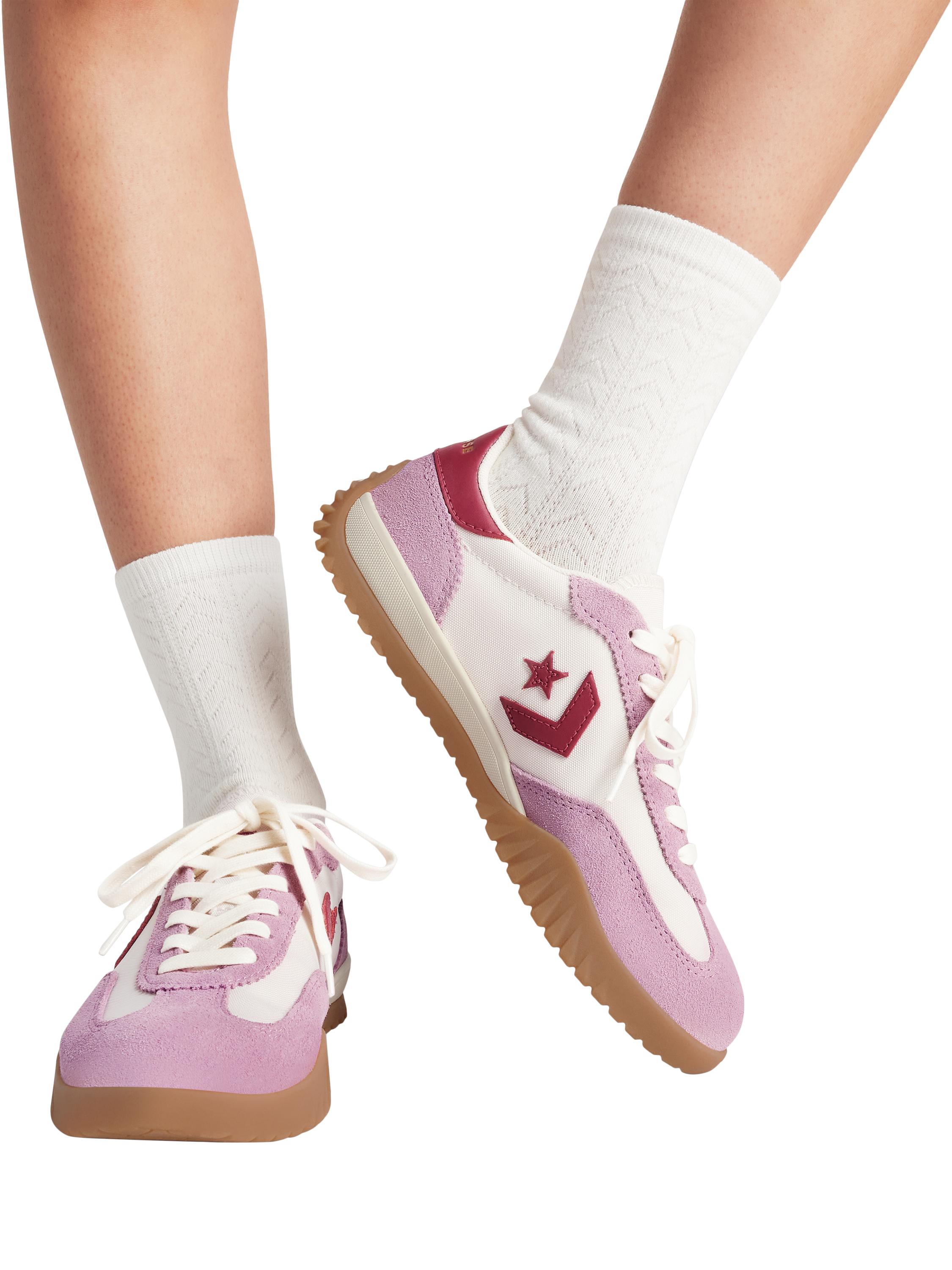 Product image 4 of 4, which shows Converse Run Star Suede Blend Trainers, Pink/White, 4
