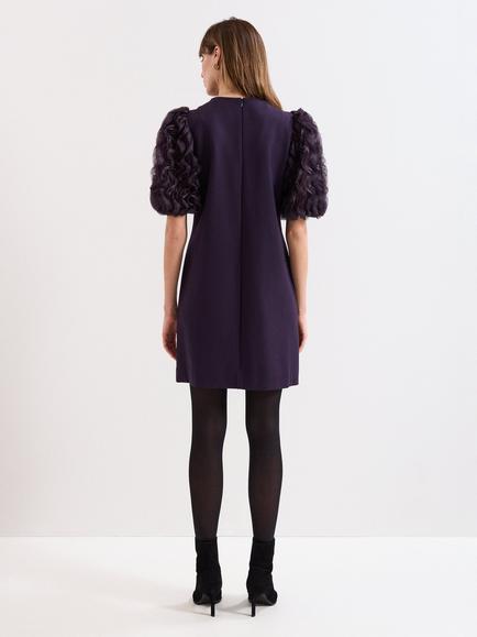 Phase Eight Aida Ruffle Sleeve Mini Dress, Purple - view 2, Purple