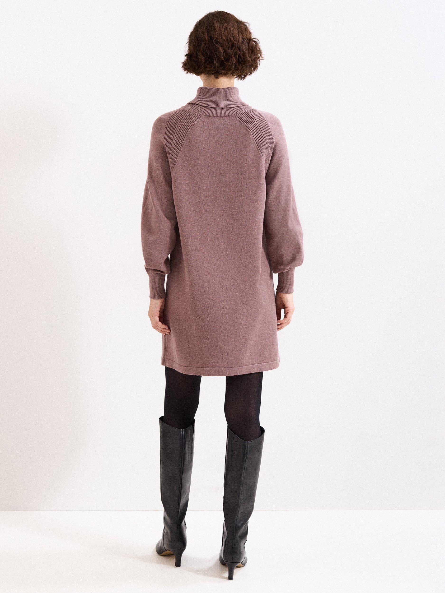 Product image 2 of 7, which shows Phase Eight Ellie Chunky Knit Dress, Latte, 10