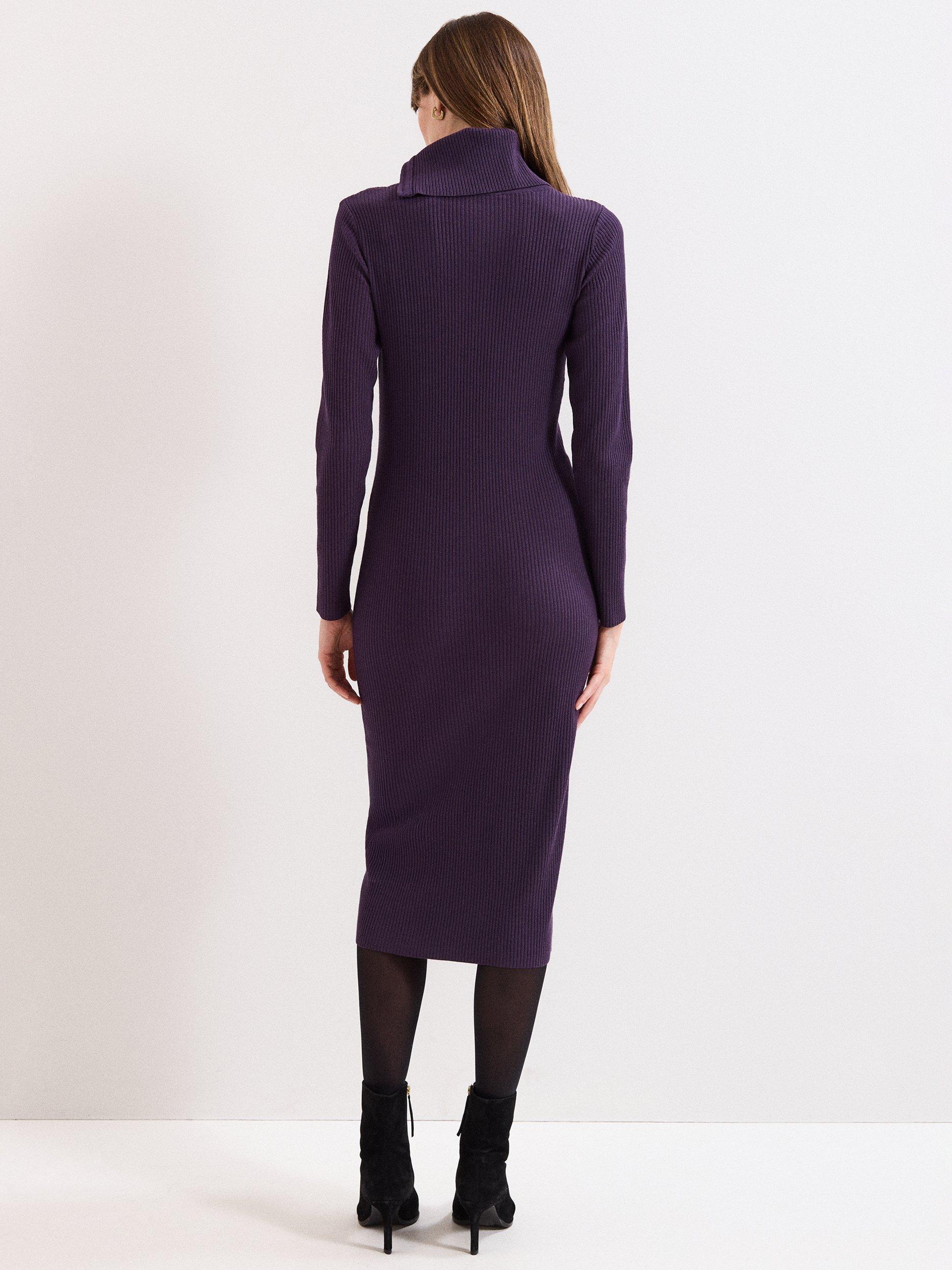 Product image 2 of 5, which shows Phase Eight Hartley Zip Jumper Dress, Purple, 8