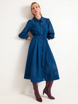 Phase Eight Natalie Check Shirt Dress, Teal, Teal