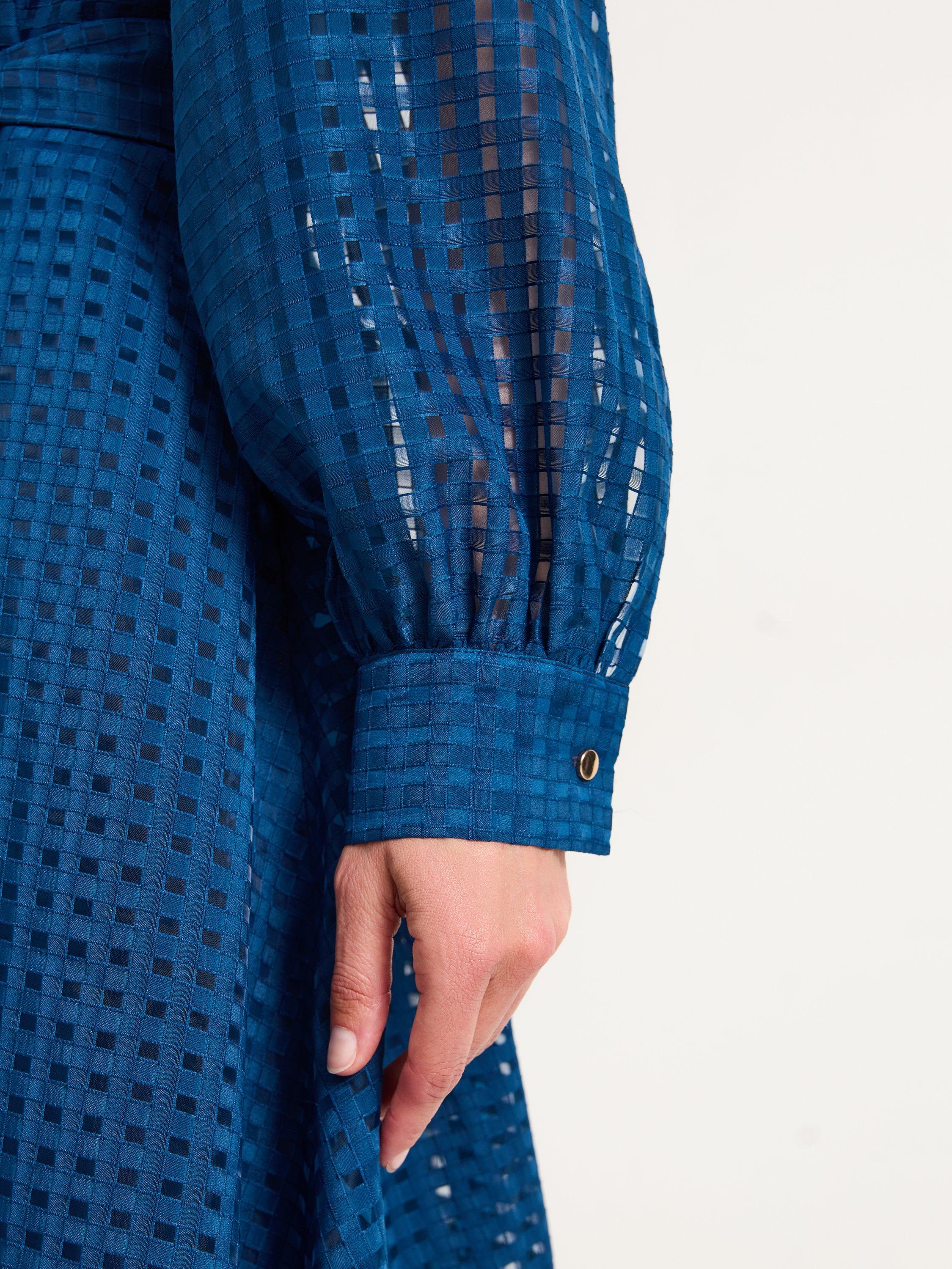 Product image 8 of 9, which shows Phase Eight Natalie Check Shirt Dress, Teal, 6