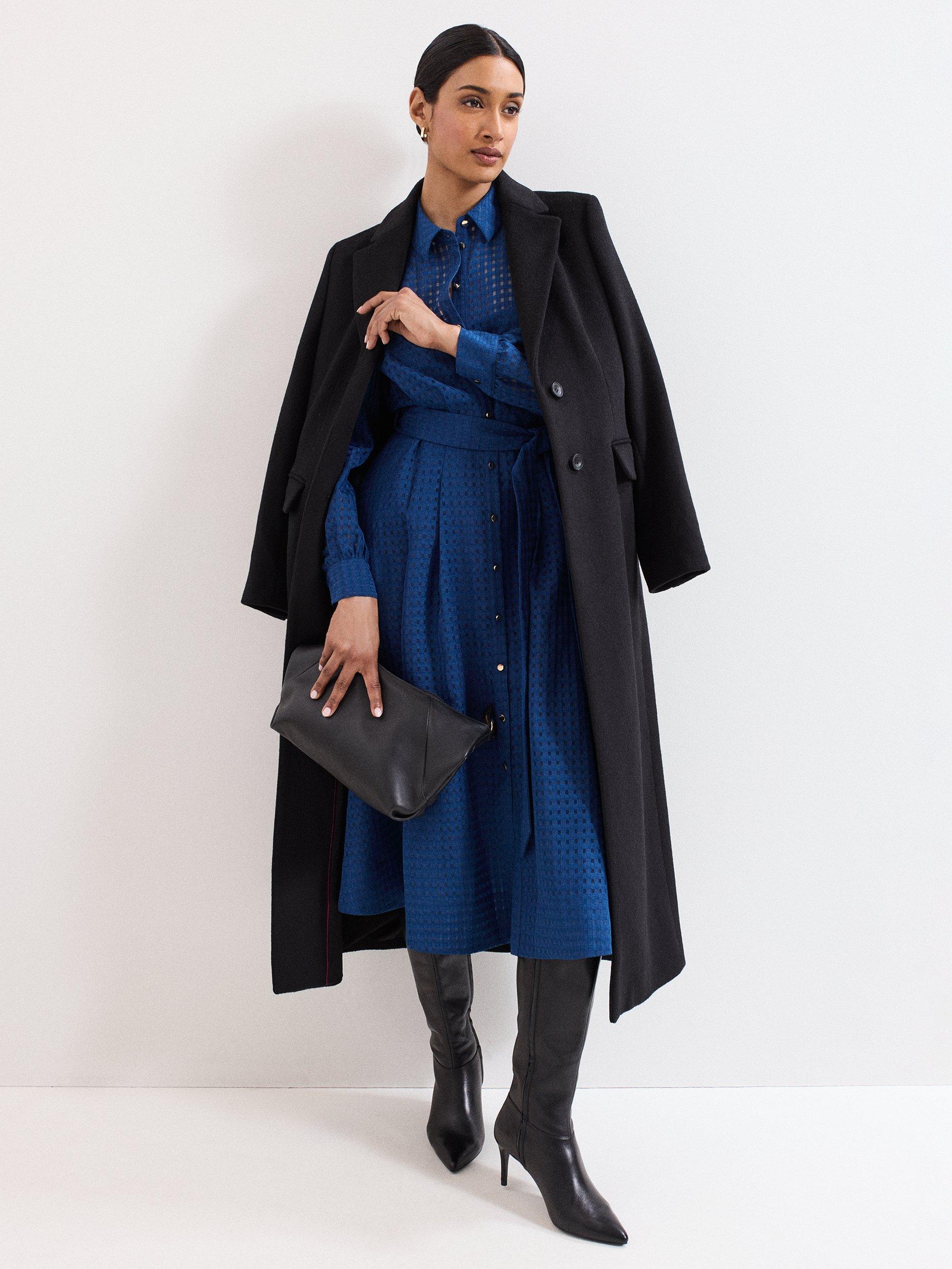 Product image 9 of 9, which shows Phase Eight Natalie Check Shirt Dress, Teal, 6