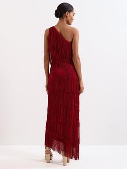 Phase Eight Otto Fringed Maxi Dress, Dark Red - view 2, Dark Red