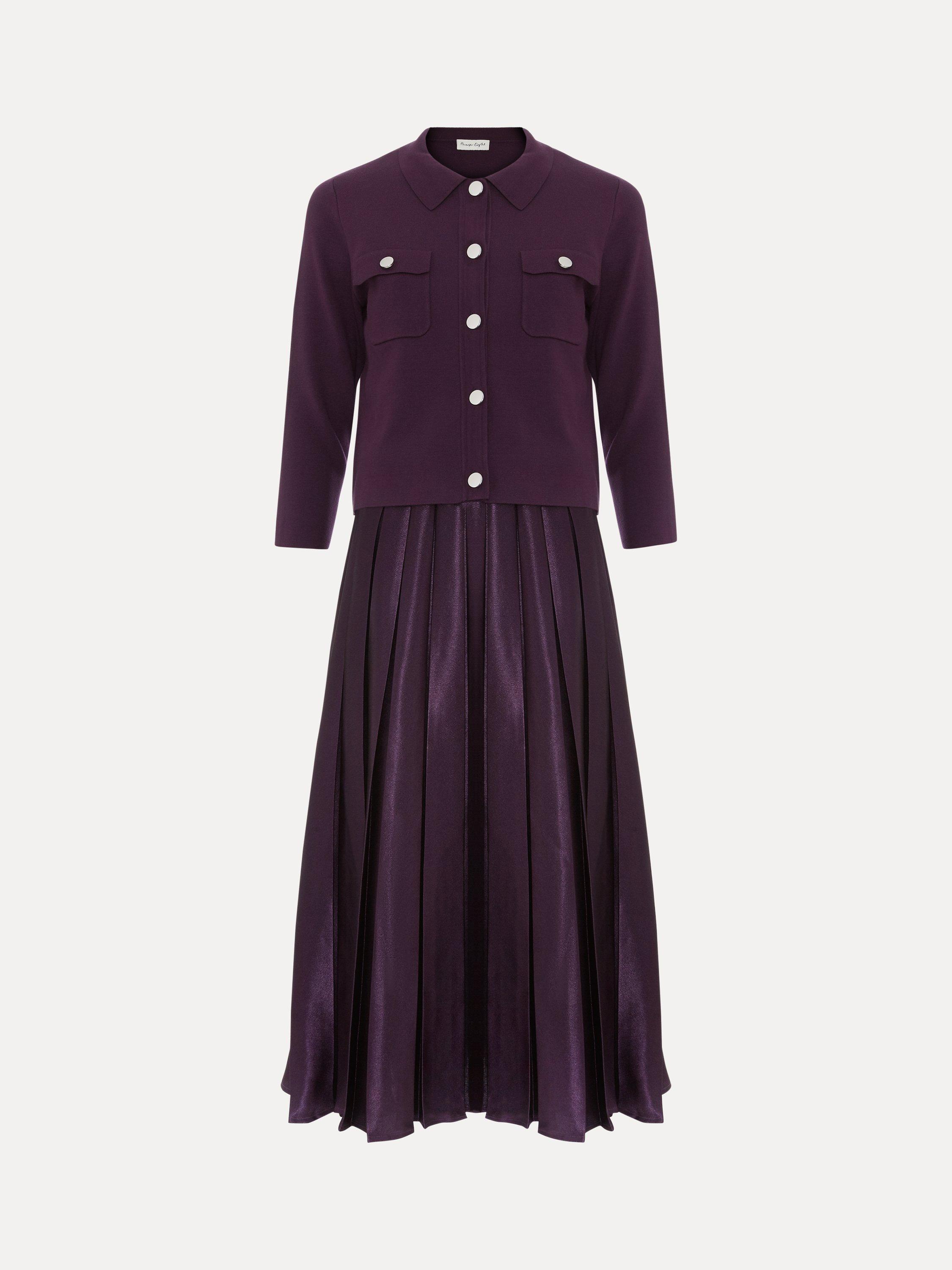 Product image 5 of 9, which shows Phase Eight Penny Split Midi Dress, Purple, 6