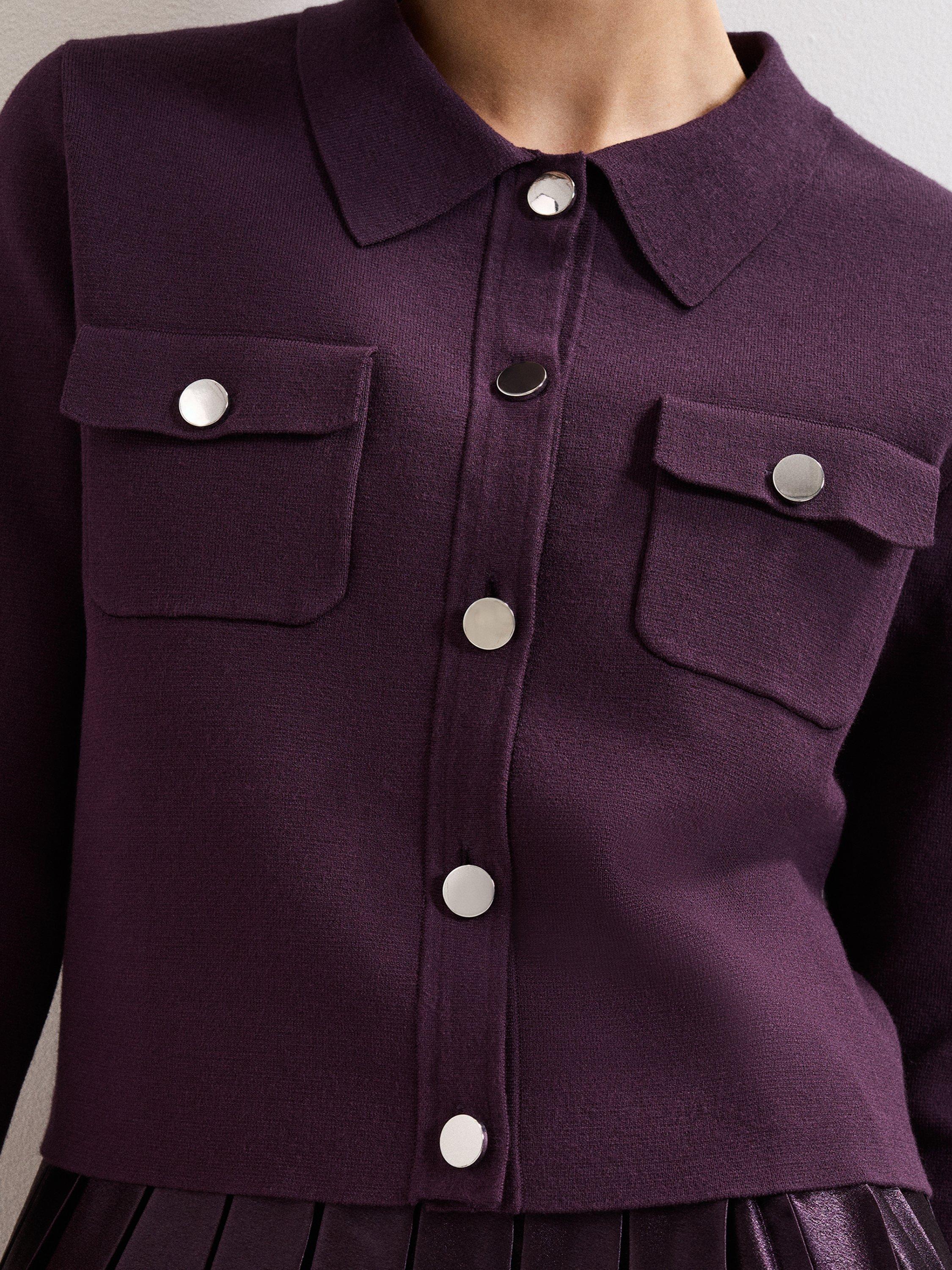 Product image 8 of 9, which shows Phase Eight Penny Split Midi Dress, Purple, 6