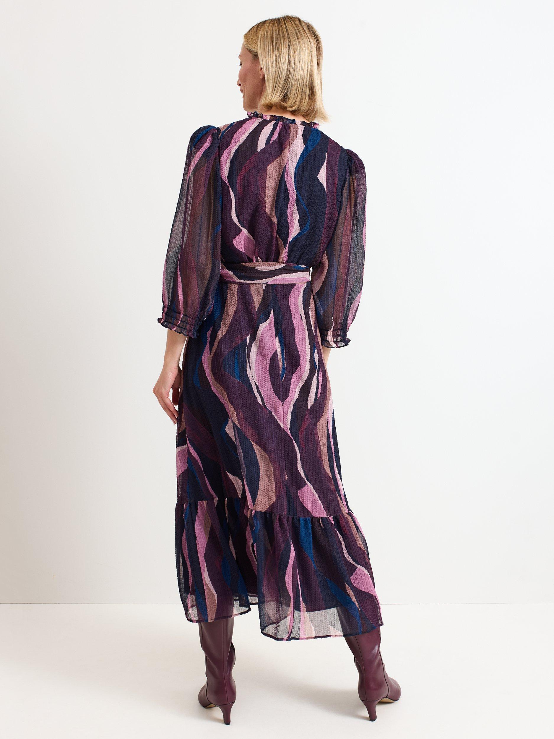 Product image 2 of 8, which shows Phase Eight Petite Carra Abstract Midi Dress, Multi, 18