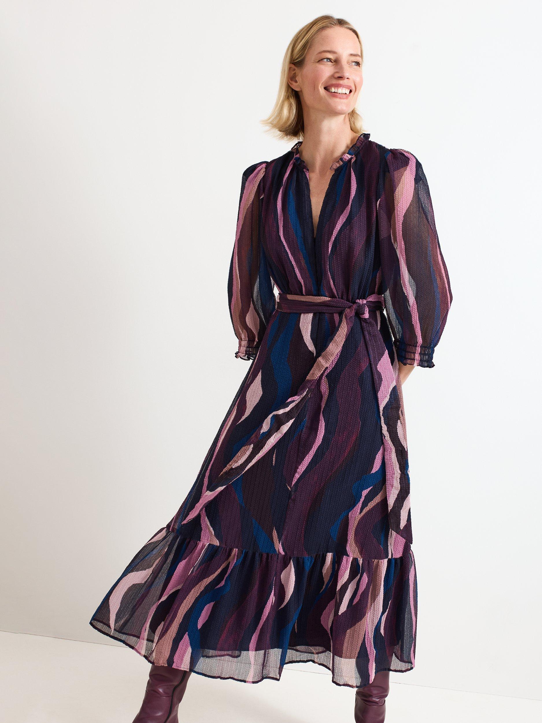 Product image 3 of 8, which shows Phase Eight Petite Carra Abstract Midi Dress, Multi, 18