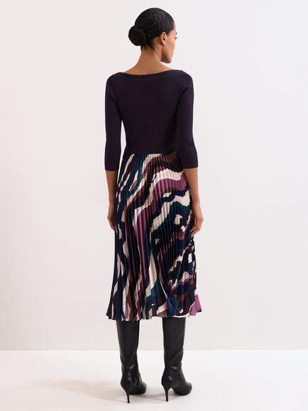 Phase Eight Petite Riley Pleated Dress, Multi - view 2, Multi