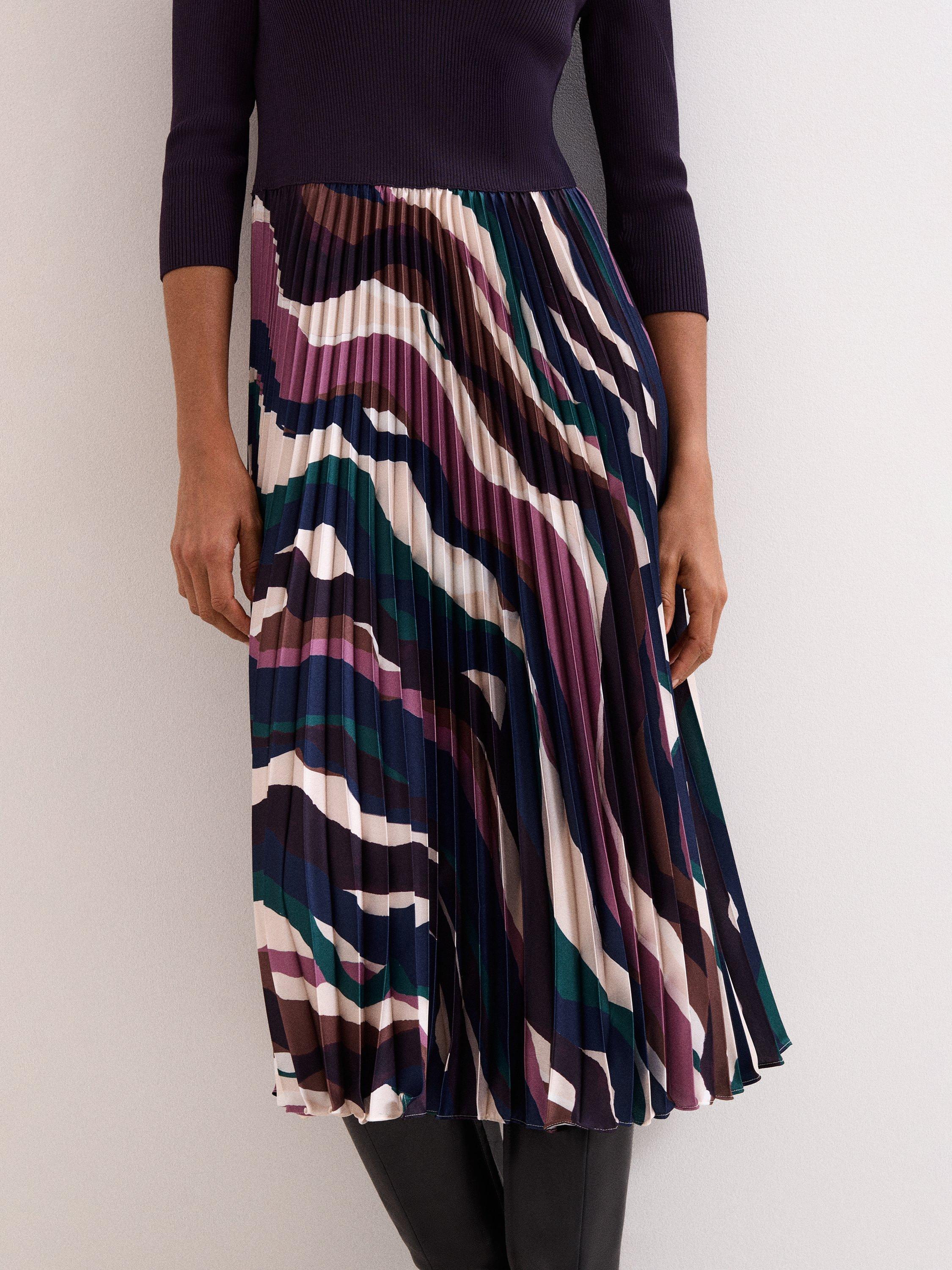 Product image 7 of 8, which shows Phase Eight Petite Riley Pleated Dress, Multi, 6