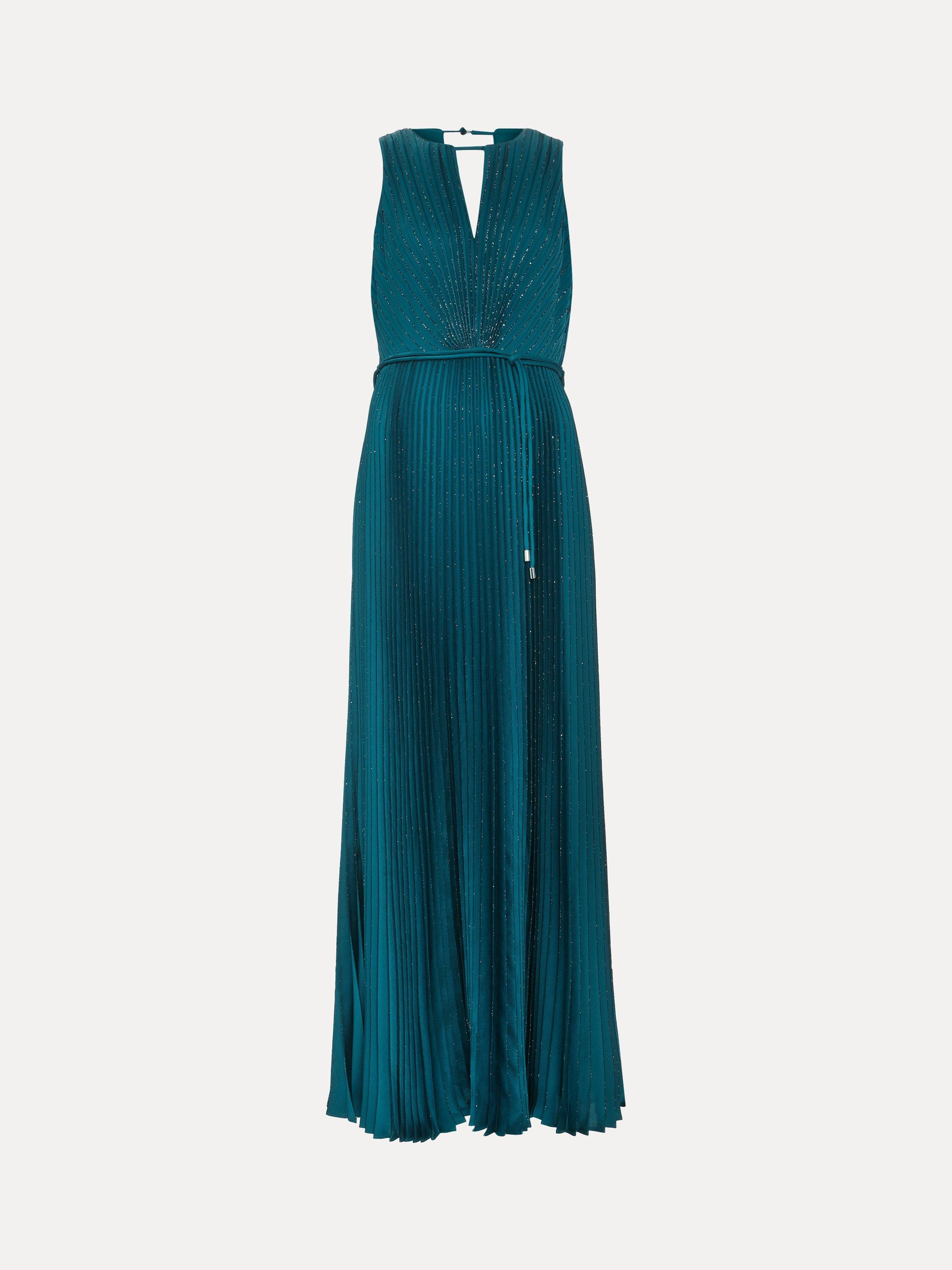 Product image 5 of 10, which shows Phase Eight Simara Pleated Maxi Dress, Green, 12