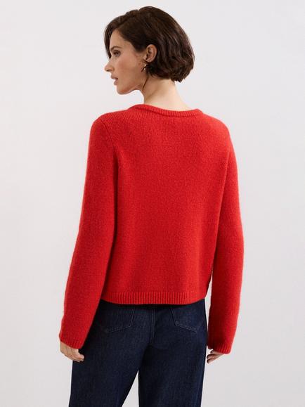 Phase Eight Jade Crew Neck Cardigan, Red - view 2, Red