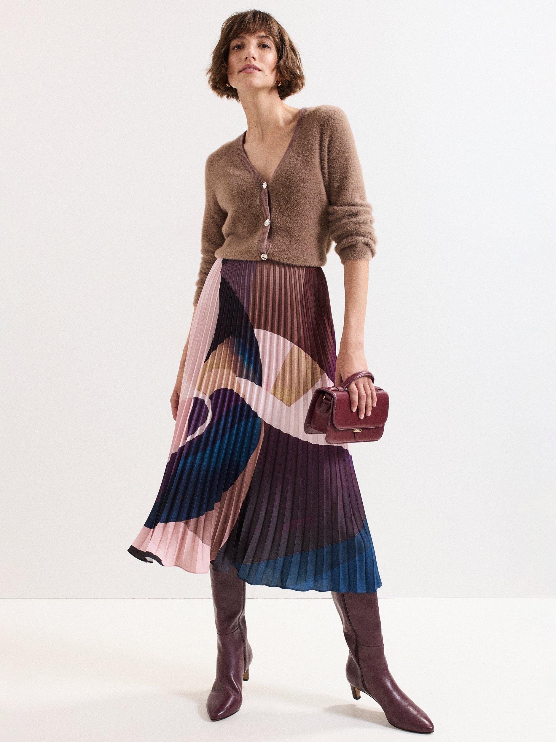 Product image 3 of 8, which shows Phase Eight Mindy V-Neck Cardigan, Brown, S