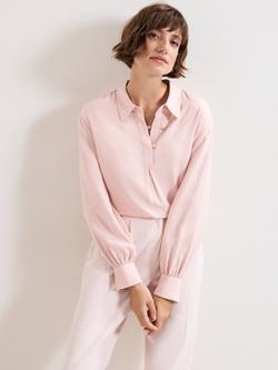 Phase Eight Ashton Button Neck Top, Pale Pink, Pale Pink