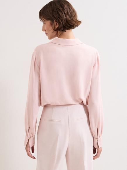 Phase Eight Ashton Button Neck Top, Pale Pink - view 2, Pale Pink