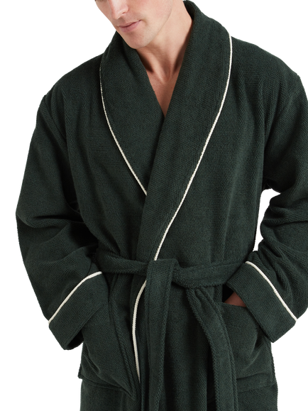 CHÉ Studios Cotton Dressing Gown, Pine Green - view 2, Pine Green