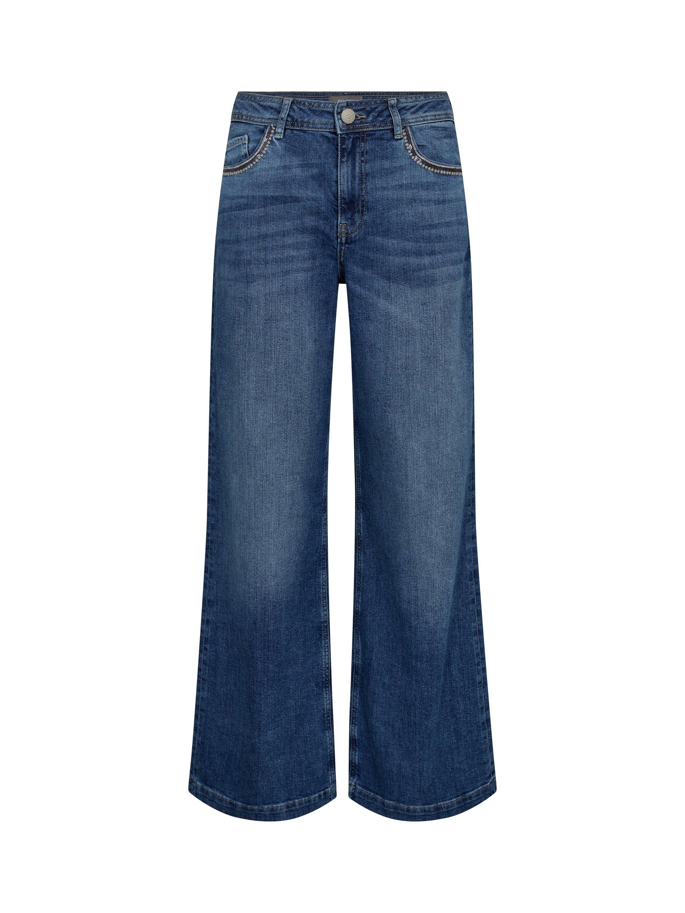 Product image 1 of 2, which shows MOS MOSH MMDara Deco Flared Denim Jeans, Mid Blue, 25R