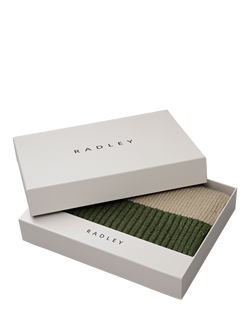 Radley Knitters Lane Contrast Hem Knit Scarf - view 2, Oatmeal Marl