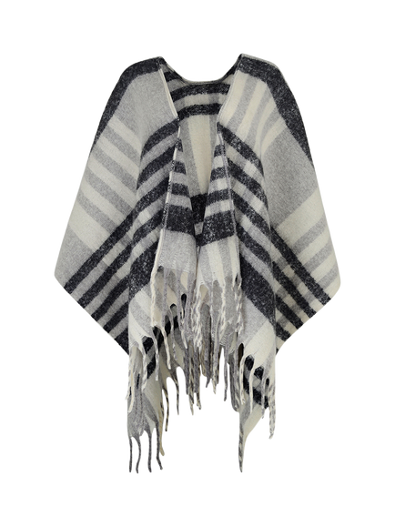 Radley Fluffy Check Print Poncho, Ash