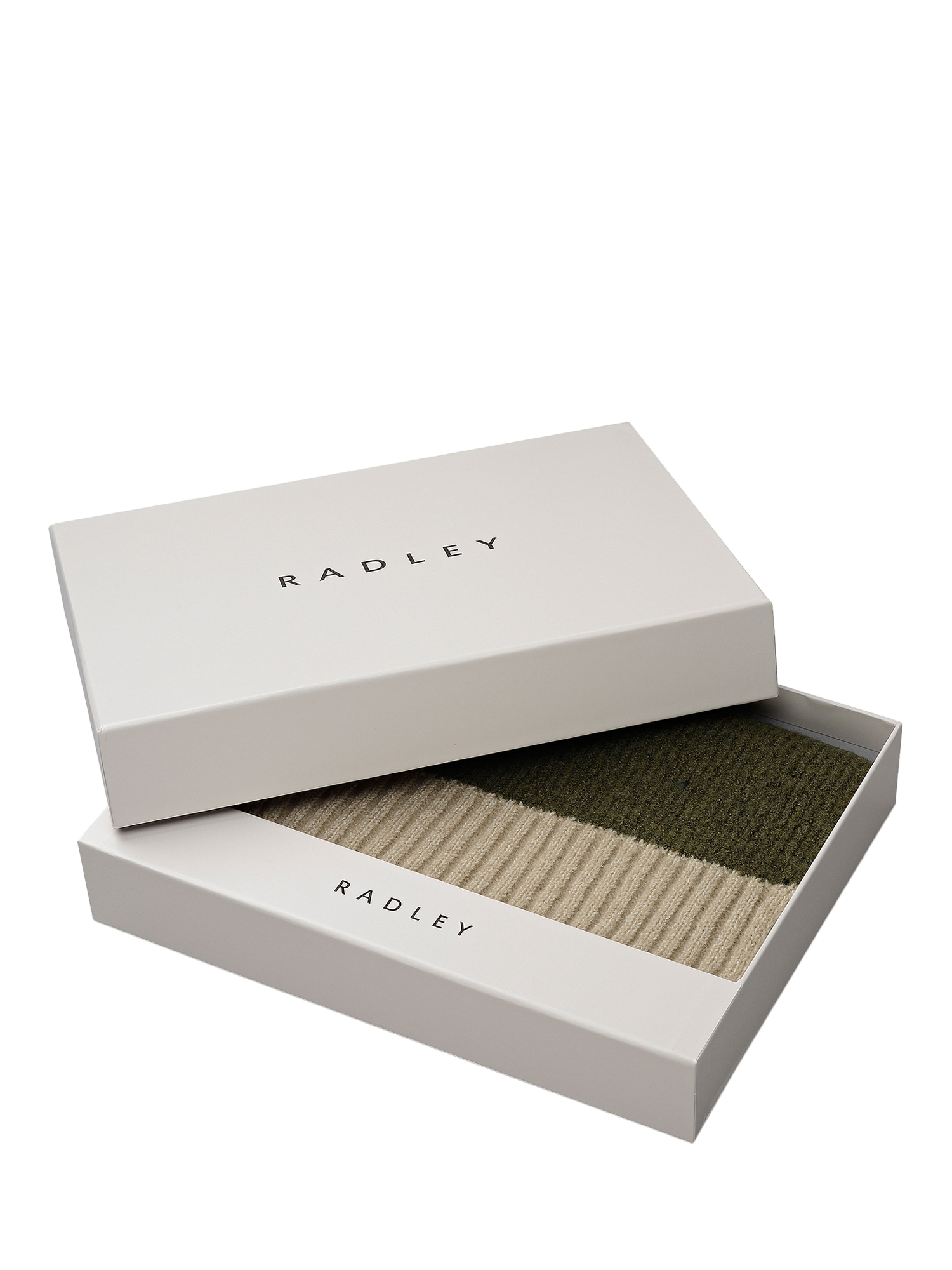 Product image 2 of 3, which shows Radley Knitters Lane Contrast Hem Knit Scarf, Pine Needle, One Size