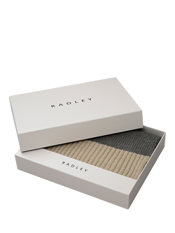 Radley Knitters Lane Contrast Hem Knit Scarf - view 2, Dark Grey