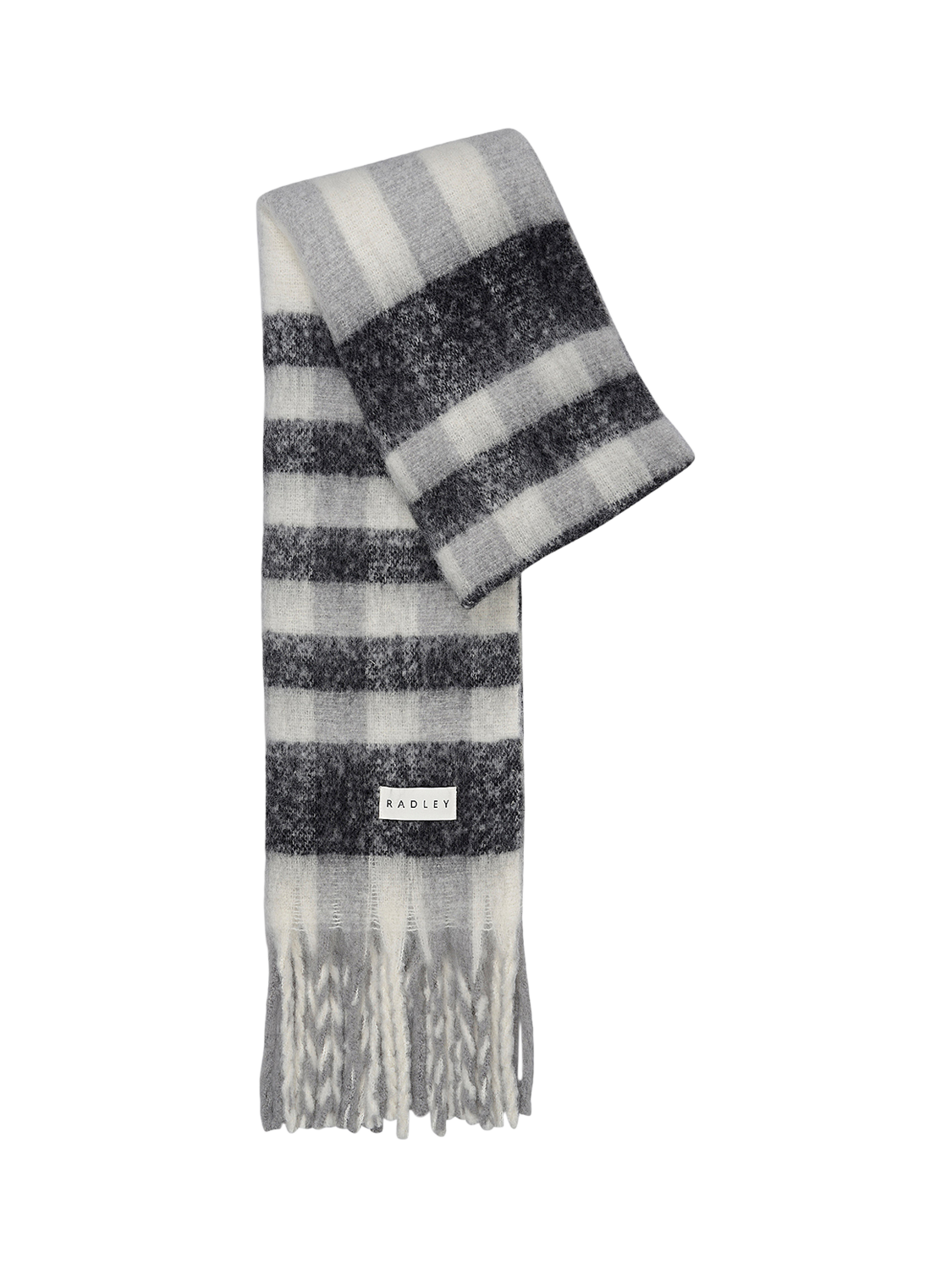 Product image 1 of 2, which shows Radley Fluffy Check Print Scarf, Ash, One Size