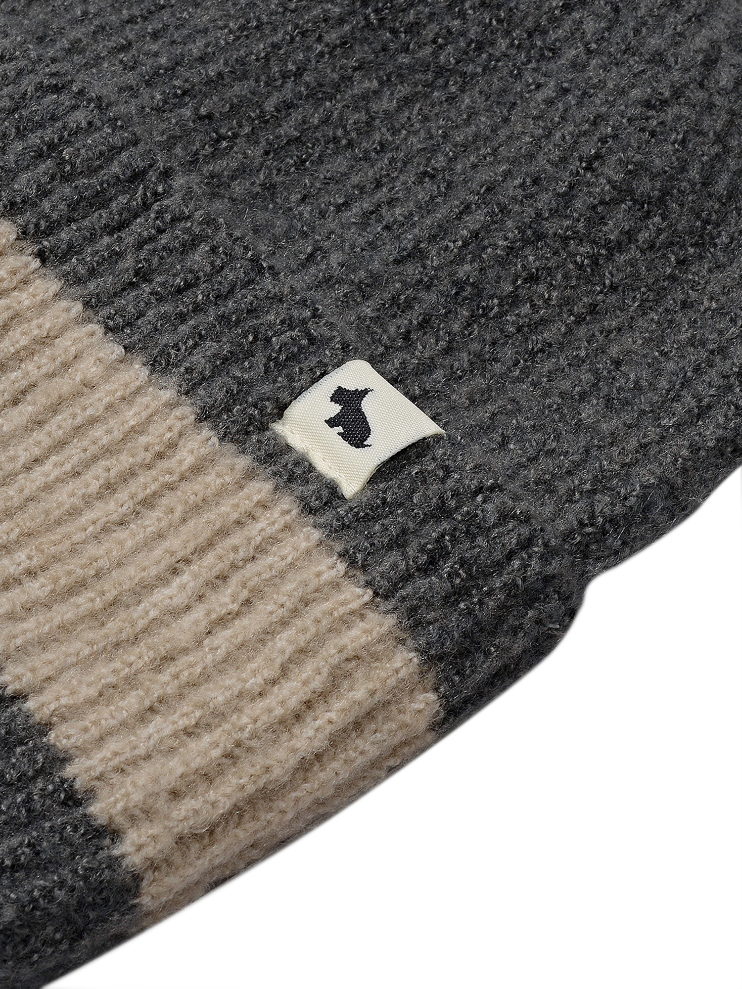 Product image 3 of 3, which shows Radley Knitters Lane Contrast Hem Knit Hat, Dark Grey, One Size
