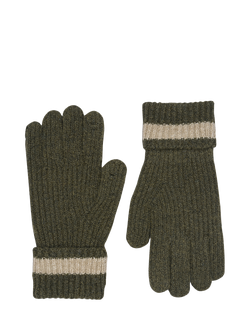 Radley Knitters Lane Contrast Hem Knitted Gloves, Pine Needle