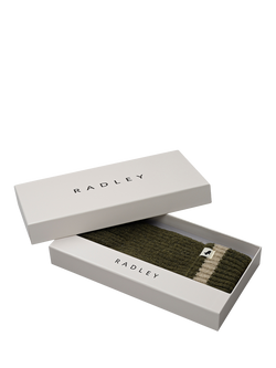 Radley Knitters Lane Contrast Hem Knitted Gloves - view 2, Pine Needle