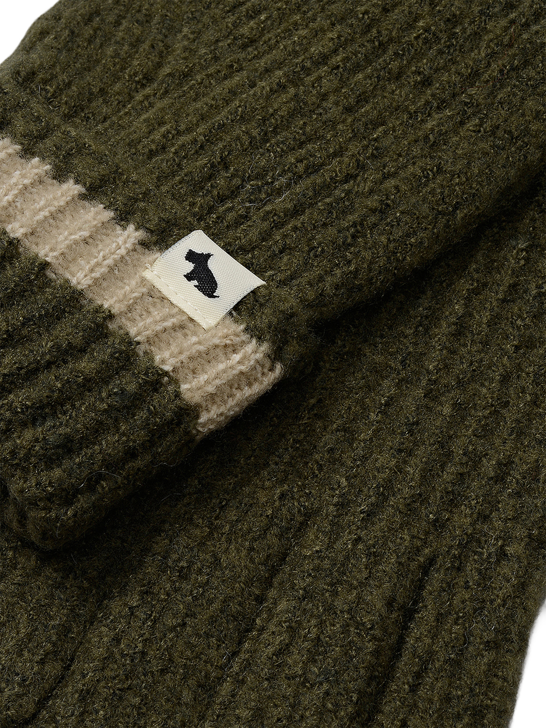 Product image 3 of 3, which shows Radley Knitters Lane Contrast Hem Knitted Gloves, Pine Needle, One Size