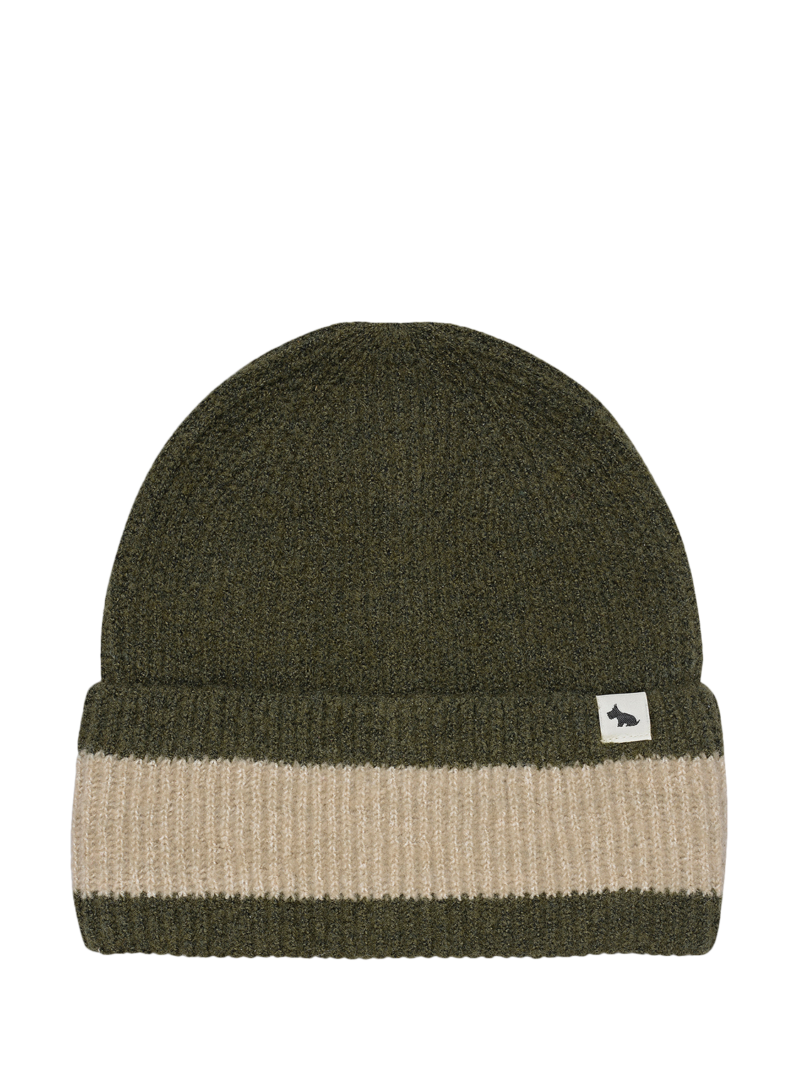 Product image 1 of 3, which shows Radley Knitters Lane Contrast Hem Knit Hat, Pine Needle, One Size