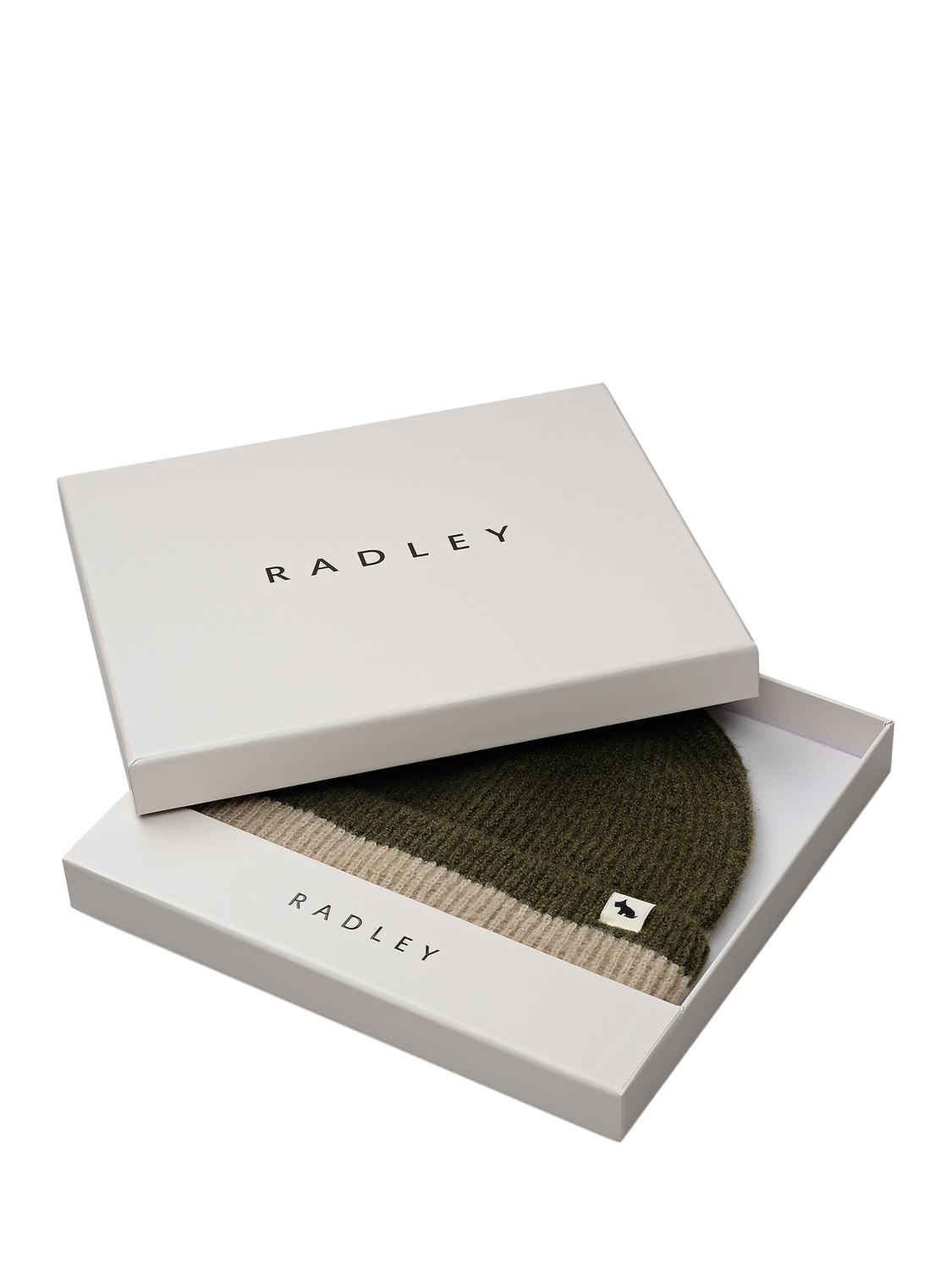 Product image 2 of 3, which shows Radley Knitters Lane Contrast Hem Knit Hat, Pine Needle, One Size