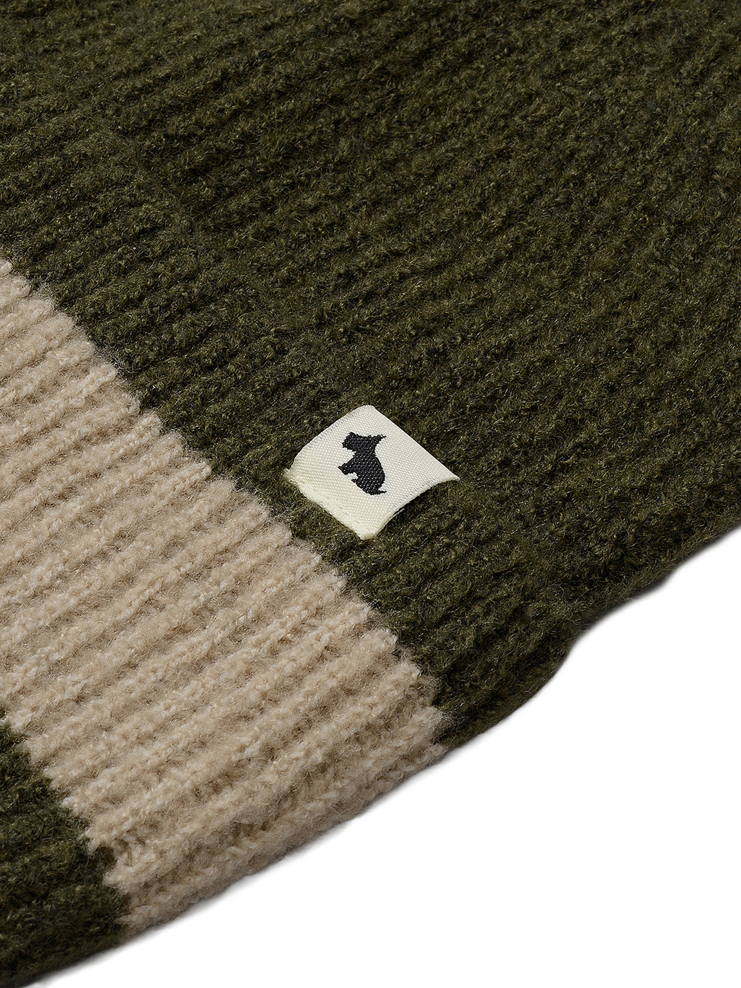 Product image 3 of 3, which shows Radley Knitters Lane Contrast Hem Knit Hat, Pine Needle, One Size