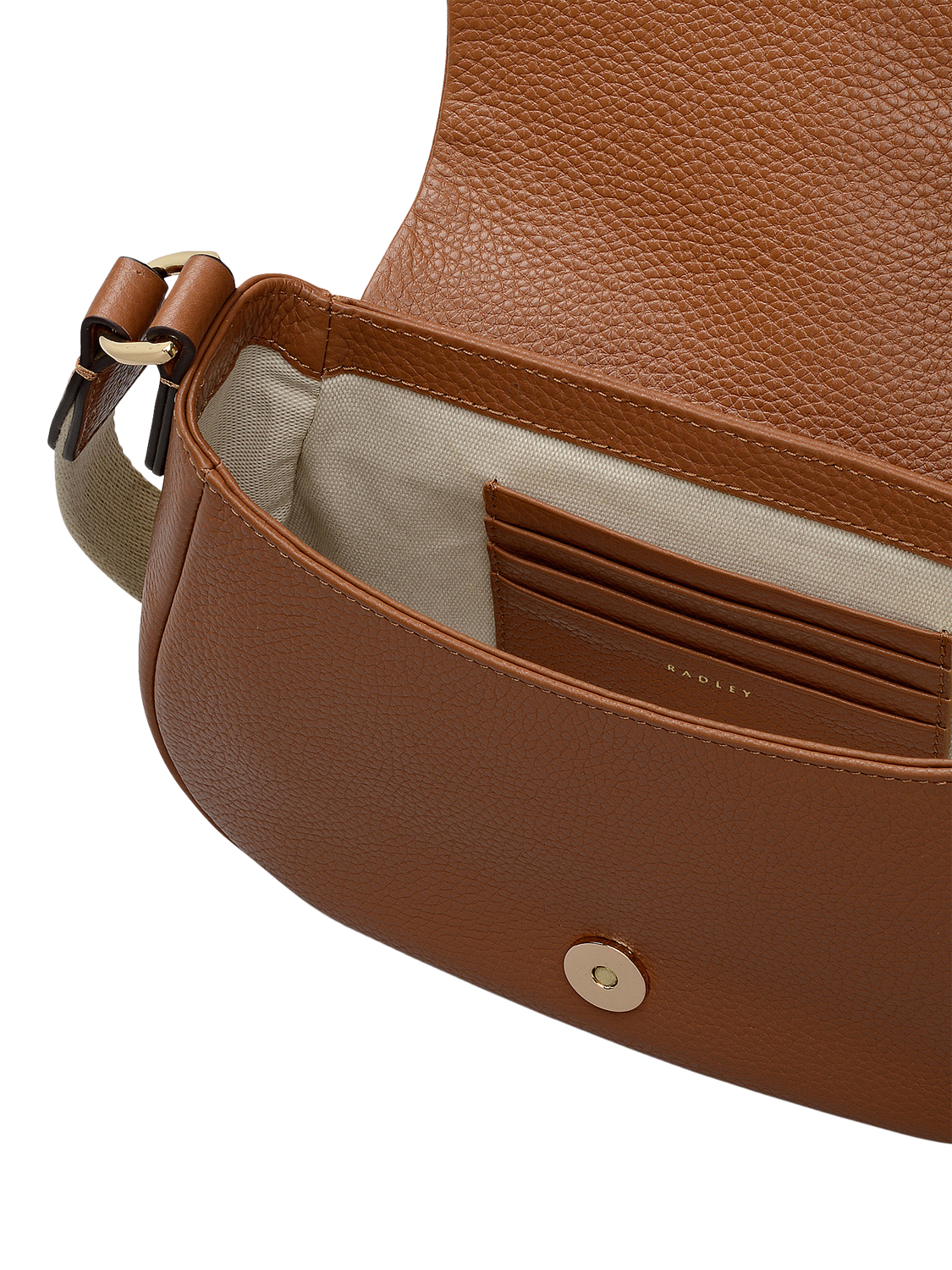 Product image 3 of 5, which shows Radley Lulworth Road Leather Saddle Bag, Indus Tan