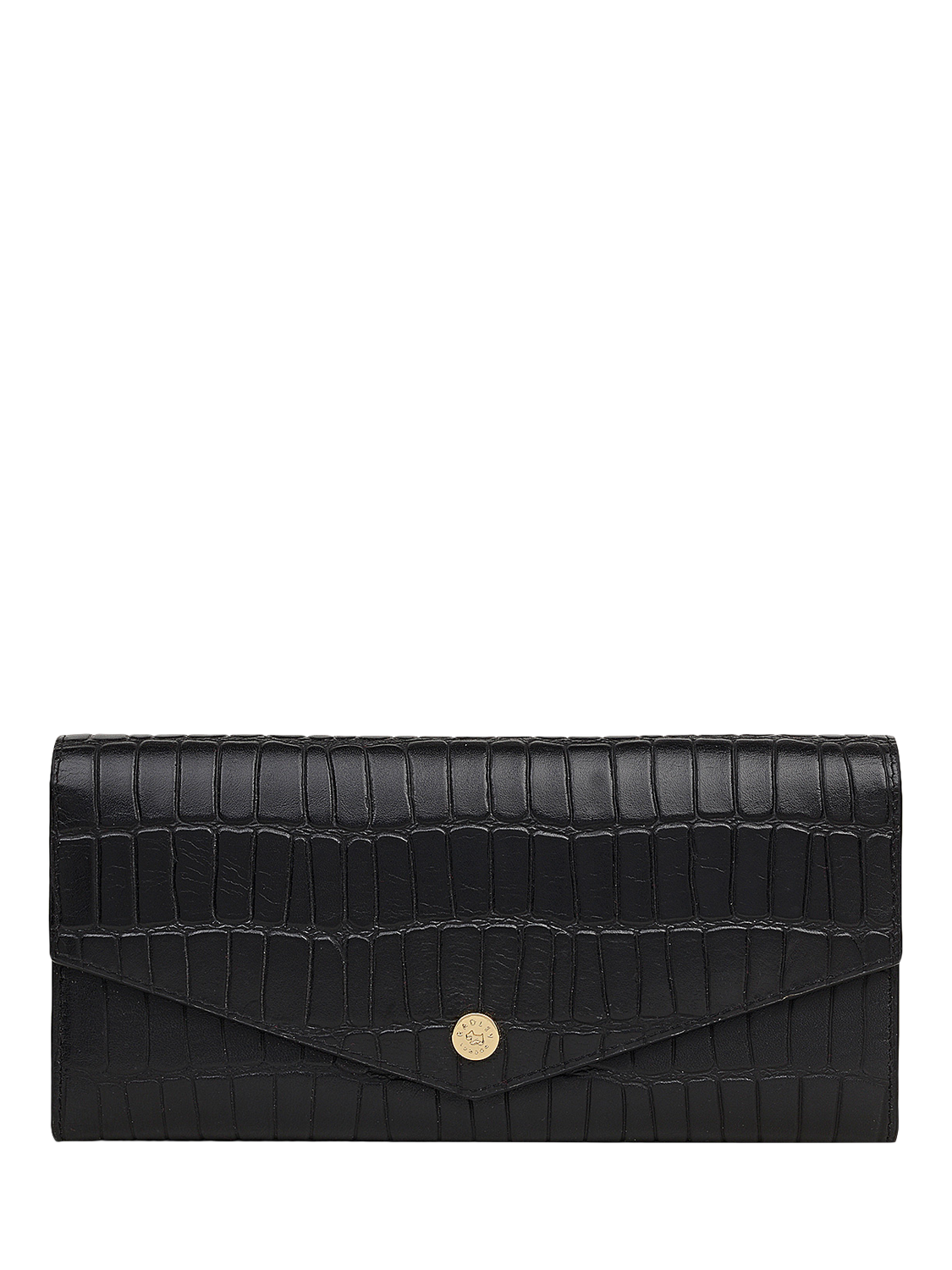 Product image 1 of 4, which shows Radley Eltham Mews Large Croc Leather Purse, Black