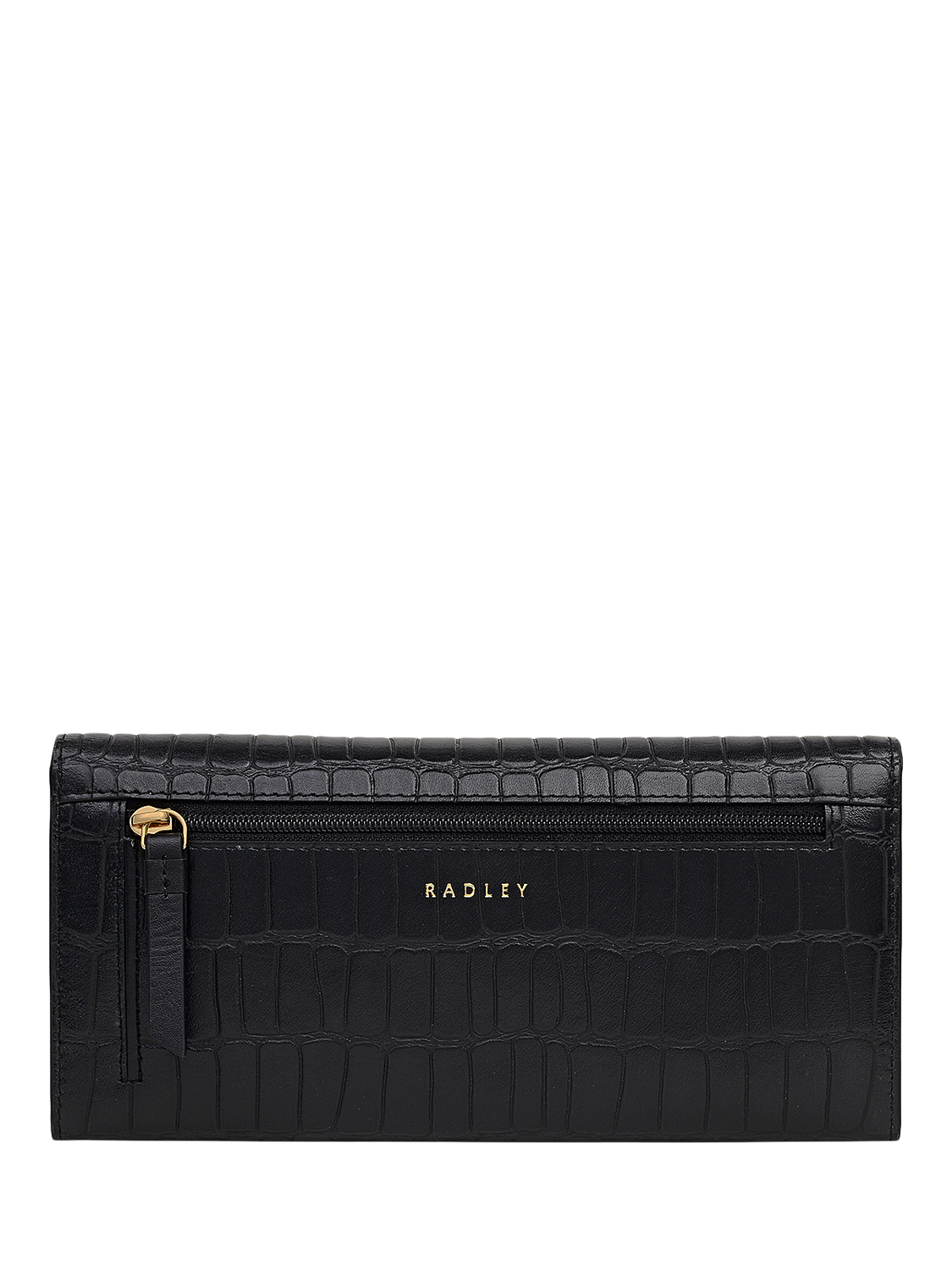 Product image 2 of 4, which shows Radley Eltham Mews Large Croc Leather Purse, Black