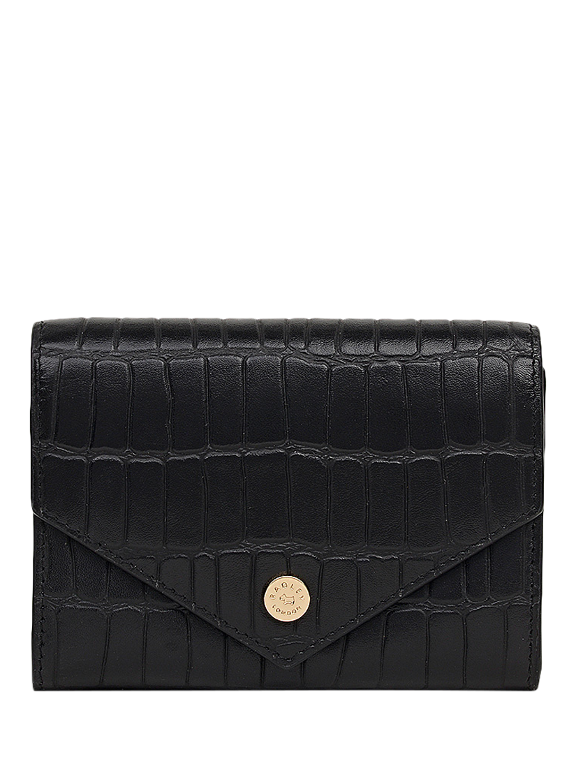 Product image 1 of 4, which shows Radley Eltham Mews Medium Croc Leather Purse, Black