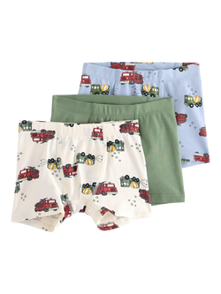 Lindex Kids' Cotton Boxer Shorts, Pack of 3, White/Multi, White/Multi