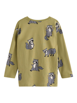 Lindex Kids' Cotton Long Sleeved Animal Print Top, Khaki - view 2, Khaki