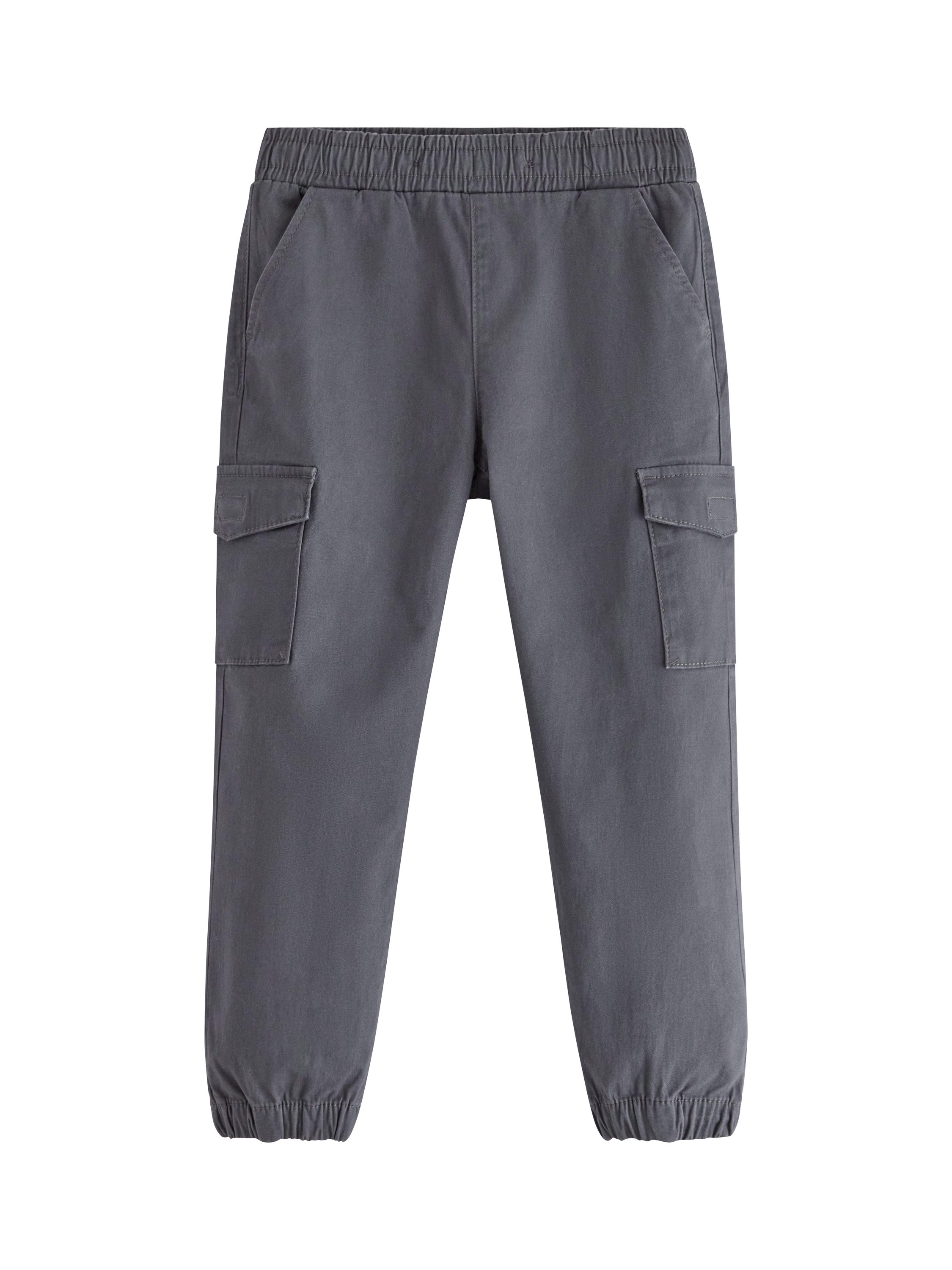 Product image 1 of 3, which shows Lindex Kids' Cotton Elasticated Cargo Pockets, Dark Grey, 6-7 years
