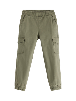 Lindex Kids' Cotton Blend Cargo Trousers, Lt Dusty Khaki, Lt Dusty Khaki