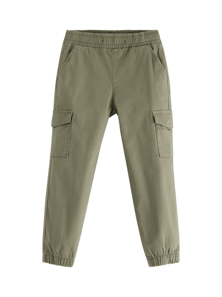 Lindex Kids' Cotton Blend Cargo Trousers, Lt Dusty Khaki, Lt Dusty Khaki