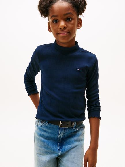 Tommy Hilfiger Kids' Mock Neck Long Sleeve Top, Dark Night Navy