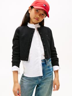 Tommy Hilfiger Cotton Blend Slim Sequin Cardigan, Black, Black